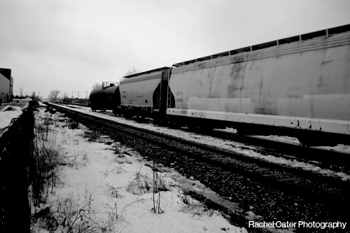 Black and White Photograph: Train on&nbsp;Tracks